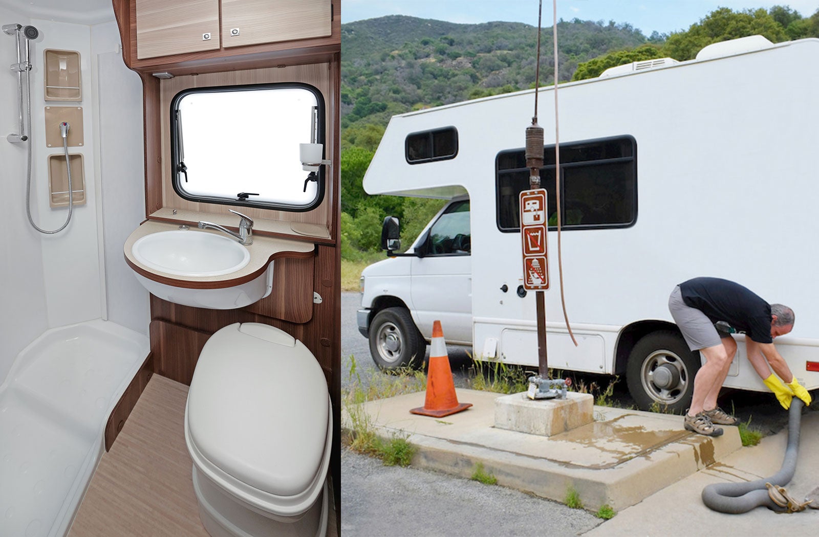 Portable RV/camper toilet and holding tank setup in Martinsville, Indiana